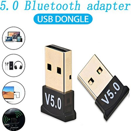Mini V5.0 USB Bluetooth Dongle 5.0 Bluetooth Adaptör [tak Çalıştır]